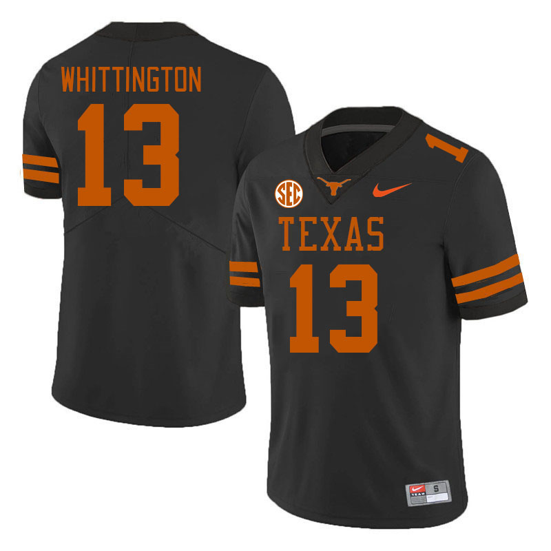 Texas Longhorns #13 Jordan Whittington SEC Conference College Football Jerseys Stitched Sale-Black